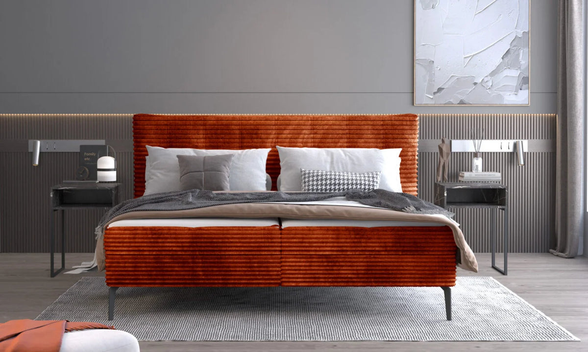 AURORA – Lit Coffre Box Spring avec Matelas Bonell
