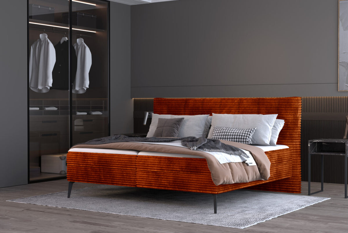 AURORA – Lit Coffre Box Spring avec Matelas Bonell