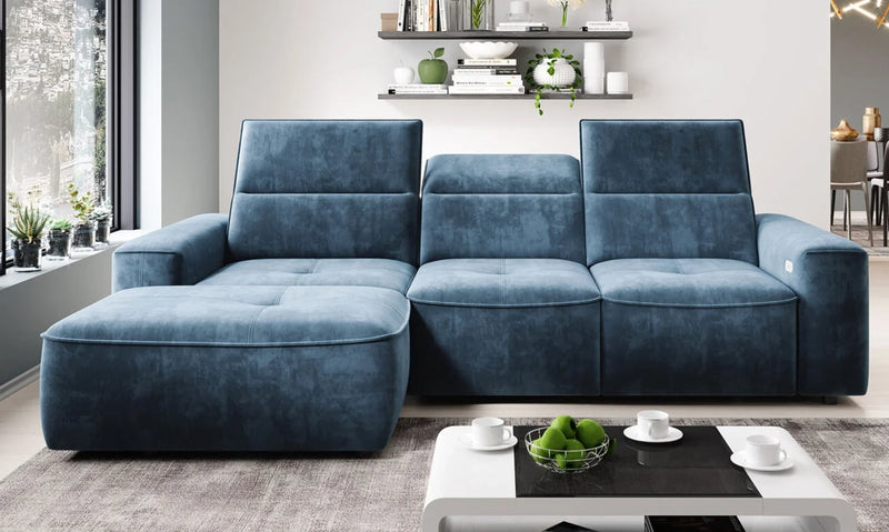 COLTON MINI – Canapé d'angle convertible avec assise électrique + coffre – 296 x 227cm