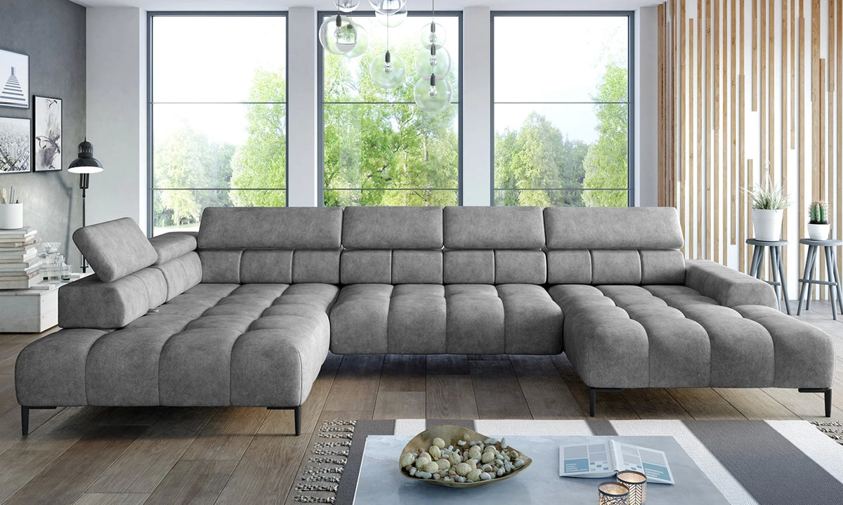 PLAZA XL – Canapé panoramique avec assise électrique – 385 x 216cm