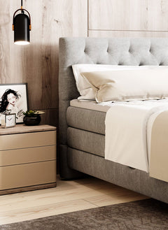 GODIN – Lit Coffre Box Spring avec Matelas Bonnell
