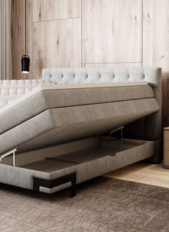 GODIN – Lit Coffre Box Spring avec Matelas Bonnell
