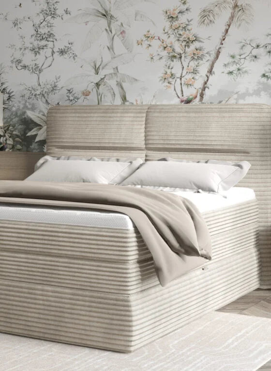 HUDSON – Lit Coffre Box Spring avec Matelas Bonnell