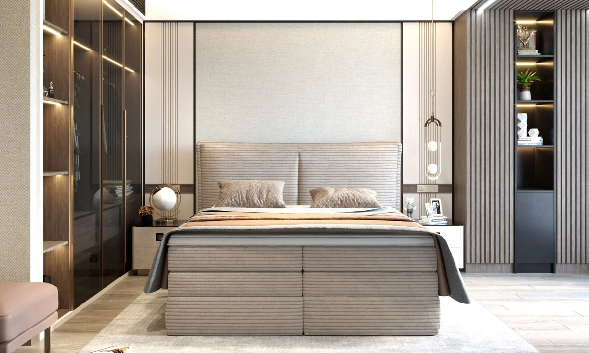 MADDEN – Lit Coffre Box Spring avec Matelas Bonnell