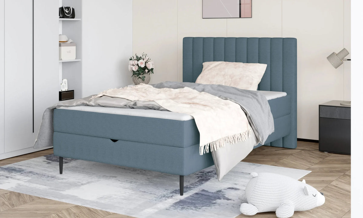 NEPO – Lit Coffre avec Tête de Lit et Surmatelas