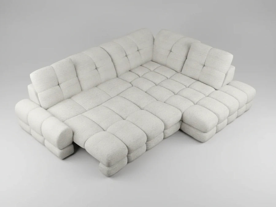 THALES L - Canapé d'angle avec assise électrique et coffre de rangement – 302 x 220 cm