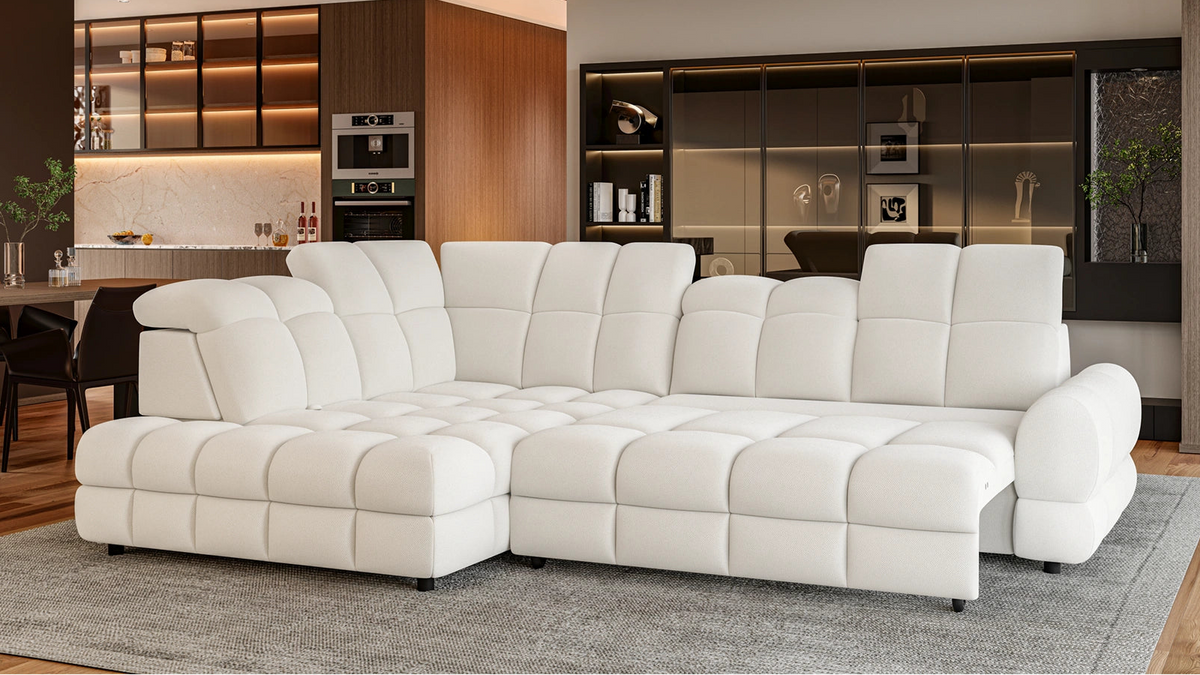 THALES L - Canapé d'angle avec assise électrique et coffre de rangement – 283 x 172 cm