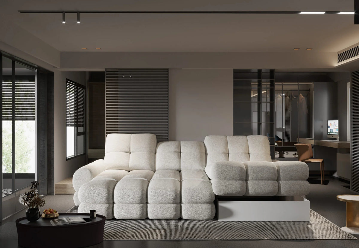 THALES S – Canapé d'angle avec assise électrique et coffre de rangement – 283 x 172 cm